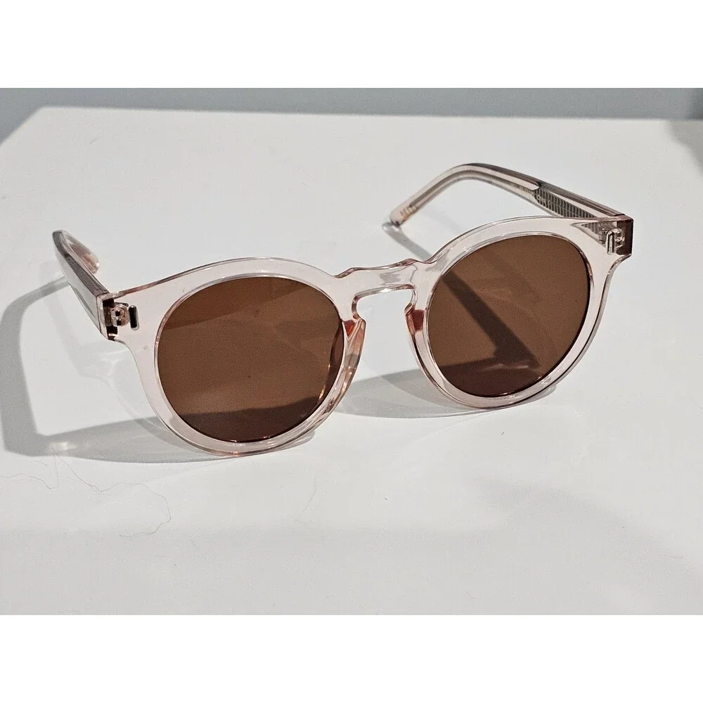 Bonnie & Clyde The Hill Sunglasses Pink Clear Round Horn Rim Frames  50-22-145